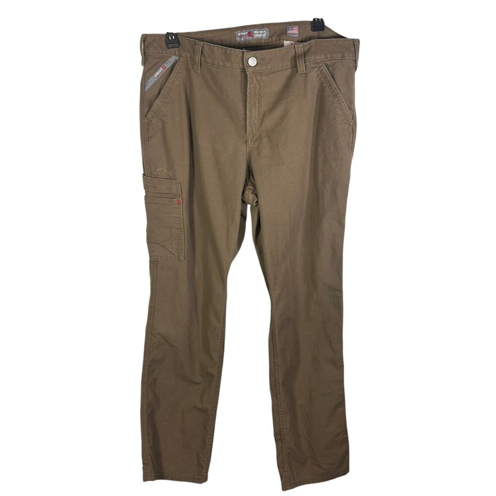 Ariat FR Womens 34R Brown Mid Rise Straight Work Pants CAT 2 Flame Resistant